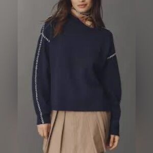 Maeve Anthropologie Oversized  Navy/ white sweater size XS